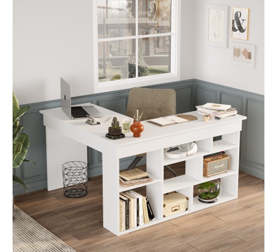 Γραφείο ArteLibre FELTHAM Λευκό Μοριοσανίδα 115x120x72cm Γραφείο ArteLibre FELTHAM Λευκό Μοριοσανίδα 115x120x72cm