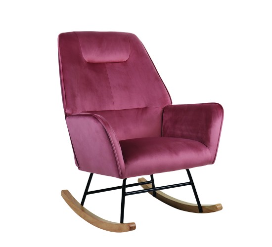 Πολυθρόνα Κουνιστή ArteLibre BERTIE Σάπιο Μήλο Βελούδο/Μέταλλο/Ξύλο 87x72x96cm