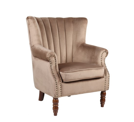 Πολυθρόνα ArteLibre FINN Καφέ Βελούδο/Ξύλο 72x76x78/44cm