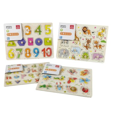 Επιτραπέζιο Παιχνίδι Ταιριάζω Τα Αντικείμενα Πολύχρωμο Ξύλο 30x22.5cm Σε 4 Σχέδια Για 6  Ετών