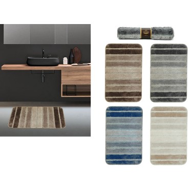 Χαλί Μπάνιου Αντιολισθητικό Ριγέ 1700gsm 100%  Polyester 50x80cm Σε 4 Χρώματα