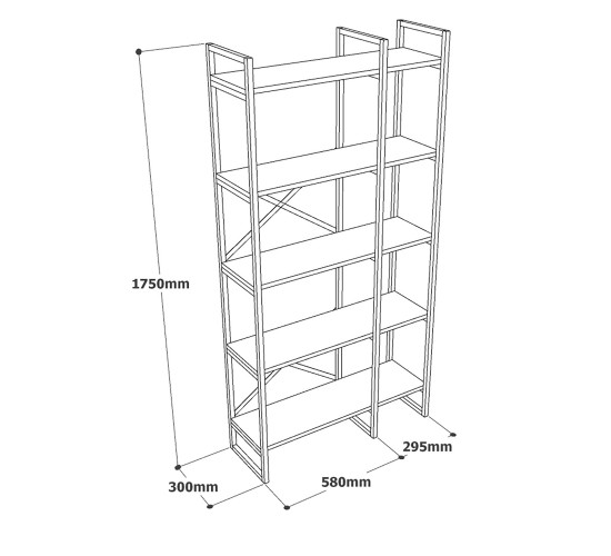Βιβλιοθήκη ArteLibre FALKIRK Πεύκο/Μαύρο Μοριοσανίδα/Μέταλλο 87.5x30x175cm