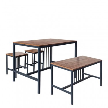 Σετ Τραπεζαρία (3 1) ArteLibre GOMTI Καφέ/Μαύρο MDF/Μελαμίνη 110x70x75cm