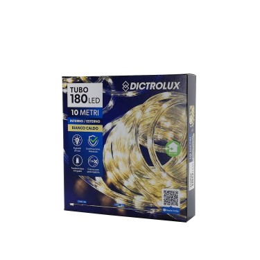 Φωτοσωλήνας 180 LED Εσωτ. & Εξωτ. Χώρου Με 8 Προγράμματα Και Μετασχηματιστή Θερμό Λευκό Φως Μη Επεκτεινόμενο 10 3m