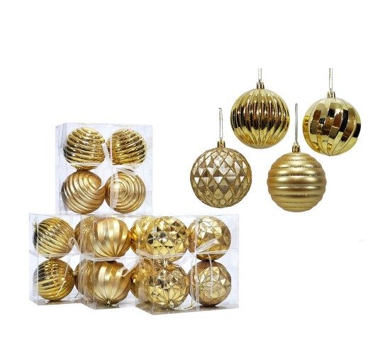 Μπάλα Χρυσό Φ10cm Σετ 4Τμχ Σε 4 Σχέδια