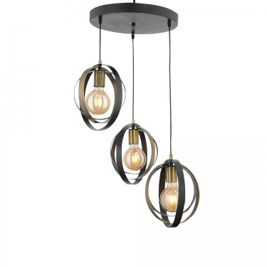 Φωτιστικό Κρεμαστό ArteLibre AVAN Τρίφωτο Μαύρο Μέταλλο 35x70cm