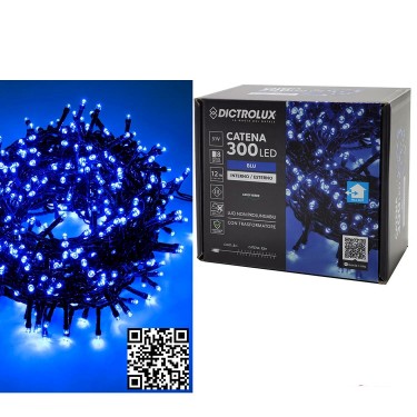300 LED Εσωτ. & Εξωτ. Χώρου Με 8 Προγράμματα Και Μετασχηματιστή Μπλε Φως Πράσινο Καλώδιο Μη Επεκτεινόμενο IP44 31V 14m