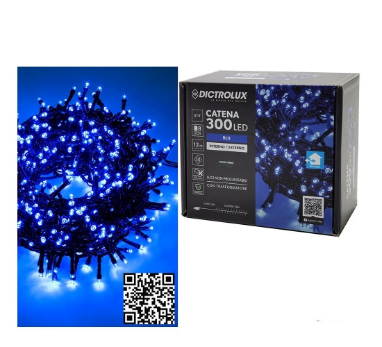 300 LED Εσωτ. & Εξωτ. Χώρου Με 8 Προγράμματα Και Μετασχηματιστή Μπλε Φως Πράσινο Καλώδιο Μη Επεκτεινόμενο IP44 31V 14m