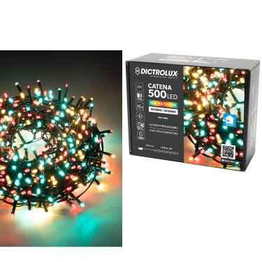 500 LED Εσωτ. & Εξωτ. Χώρου Με 8 Προγράμματα Και Μετασχηματιστή Πολύχρωμο Φως Πράσινο Καλώδιο Μη Επεκτεινόμενο IP44 31V 