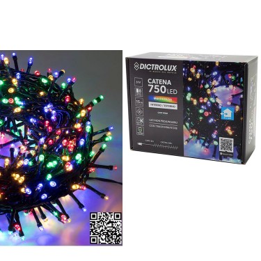 750 LED Εσωτ. & Εξωτ. Χώρου Με 8 Προγράμματα Και Μετασχηματιστή Πολύχρωμο Φως Πράσινο Καλώδιο Μη Επεκτεινόμενο IP44 31V 