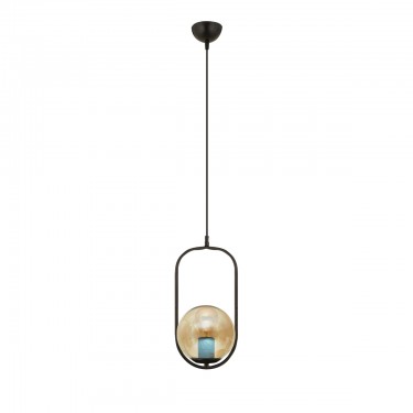 Φωτιστικό Κρεμαστό ArteLibre LORN Μαύρο/Μελί Μέταλλο/Γυαλί 17x105cm