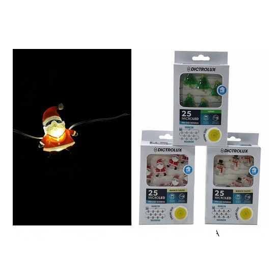 25 MicroLED Εσωτ. Χώρου Θερμό Λευκό Φως Διάφανο Καλώδιο Μπαταρίας 1m