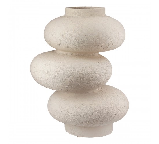 Βάζο -Stone- Κεραμικό Light Gray PU H. 21 cm D. 17 cm
