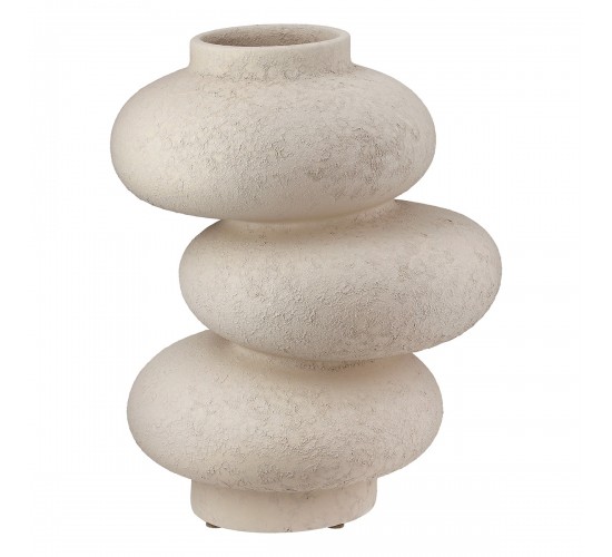 Βάζο -Stone- Κεραμικό Light Gray PU H. 21 cm D. 17 cm