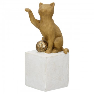 Φιγούρα Cat -Charlie- Πολυρεζίνη Brown PU 4 7.5x8.5x19.5cm