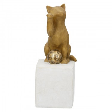 Φιγούρα Cat -Charlie- Πολυρεζίνη Brown PU 4 7.5x8.5x19.5cm