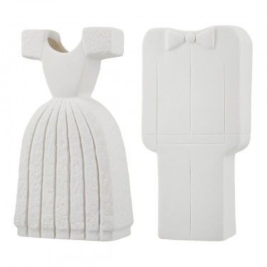 Βάζο -Bridal Couple- Κεραμικό Λευκό 2Τμχ 6x12x25cm