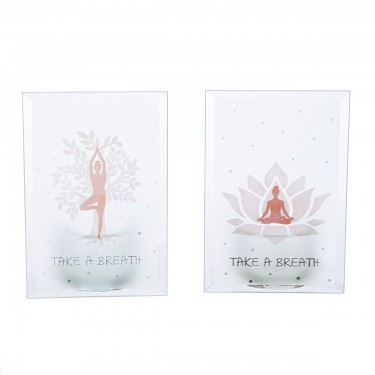 Ρεσώ Θήκη -Namaste- Γυάλινο Brown Λευκό PU 12 Pcs. Assorted 8x5x12cm