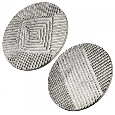 Σουβέρ Στρογγυλό -Tratto- Αλουμίνιο Ασημί 2Τμχ D. 11cm