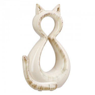 Φιγούρα Γάτα -Catty- Κεραμικό Κρεμ 6x11x17cm