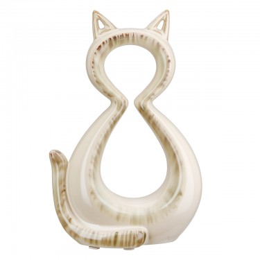 Φιγούρα Γάτα -Catty- Κεραμικό Κρεμ 6x11x17cm