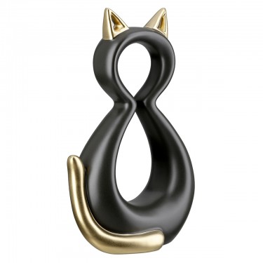 Φιγούρα Γάτα -Catty- Κεραμικό Μαύρο/Χρυσό 6x11x17cm