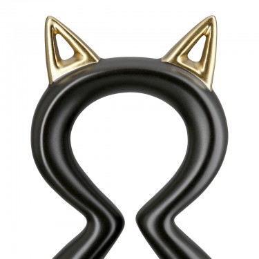 Φιγούρα Γάτα -Catty- Κεραμικό Μαύρο/Χρυσό 6x11x17cm