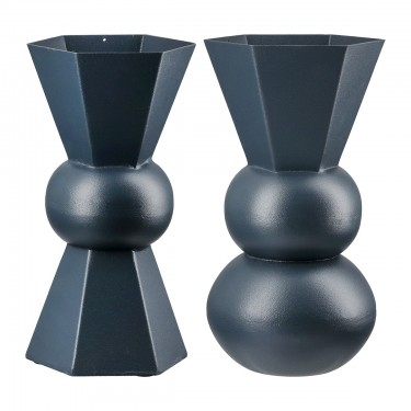 Βάζο -Metallo- Μέταλλο Dark Μπλε PU Pcs. Assorted 9x9x20cm