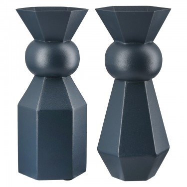 Βάζο -Metallo- Μέταλλο Dark Μπλε PU 2 Pcs. Assorted 10x10x24cm