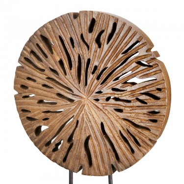 Ανάγλυφο Σταντ Στρογγυλό -Disk- Ξύλο Μάνγκο Μαύρο/Καφέ 8x24x47cm