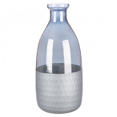 Βάζο Μπουκάλι -Canus- Γυαλί Γκρι/Ασημί 10x10x24cm