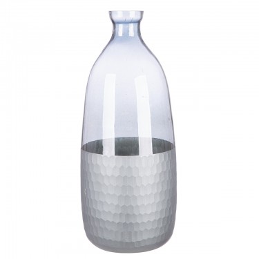 Βάζο Μπουκάλι -Canus- Γυαλί Γκρι/Ασημί 13x13x33cm