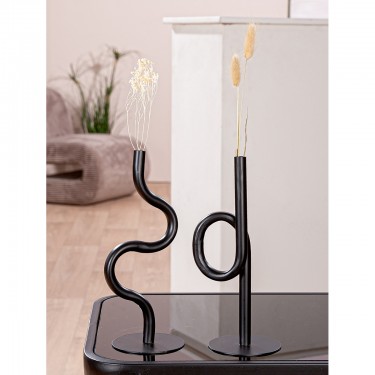Διακοσμητικό Βάζο -Curve- Μέταλλο Μαύρο PU Pcs. Assorted 11x10x26.5cm