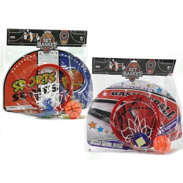 Σετ Μπασκέτα Με Μπάλα Πλαστικό 39x28cm Σε 2 Σχέδια Για 3  Ετών