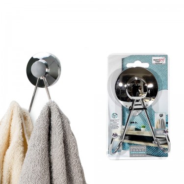 Κρεμάστρα Μπάνιου 2 Θέσεων Με Βεντούζα Ασημί Μέταλλο 8x5.5x12cm