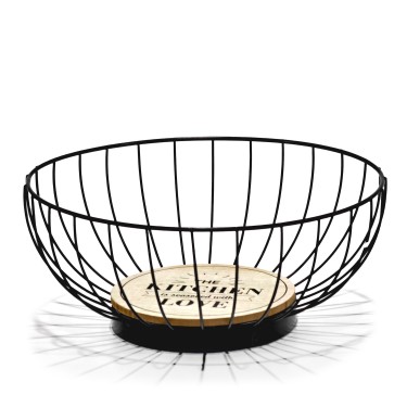 Φρουτιέρα Μαύρο/Φυσικό Μέταλλο/Ξύλο Φ28x31cm