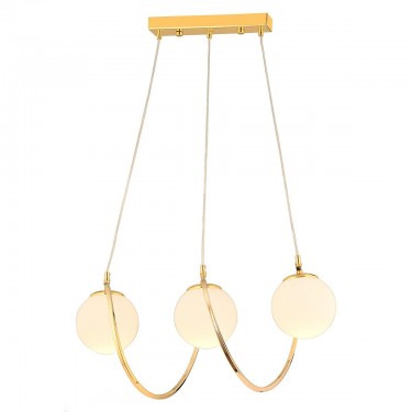 Φωτιστικό Κρεμαστό ArteLibre JAR Τρίφωτο Χρυσό/Λευκό Μέταλλο/Γυαλί 60x85cm