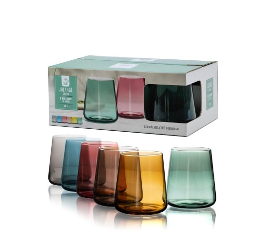 Ποτήρι 38cl 6 Χρώματα Γυαλί Σετ 6Τμχ