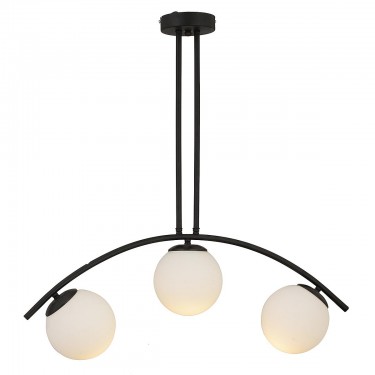 Φωτιστικό Κρεμαστό ArteLibre FRAL Τρίφωτο Μαύρο/Λευκό Μέταλλο/Γυαλί 60x60cm