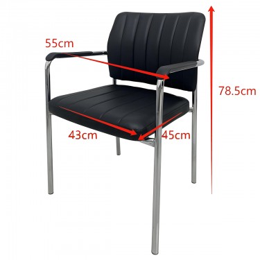 Καρέκλα Επισκέπτη PROGUEST Μαύρο/Χρώμιο PU/Μέταλλο 45x43x78.5cm