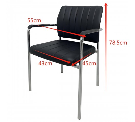 Καρέκλα Επισκέπτη PROGUEST Μαύρο/Χρώμιο PU/Μέταλλο 45x43x78.5cm