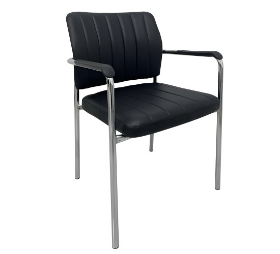 Καρέκλα Επισκέπτη PROGUEST Μαύρο/Χρώμιο PU/Μέταλλο 45x43x78.5cm