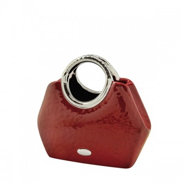 Βάζο Handbag -Milan- Κεραμικό Κόκκινο PU 24.5x10.5x21cm