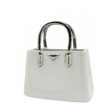 Βάζο Handbag -Milan- Κεραμικό Λευκό PU 24.5x11.5x25.5cm