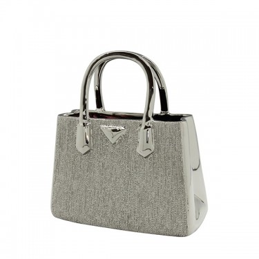 Βάζο Handbag -Milan- Κεραμικό Ασημένιο PU 24.5x11.5x25.5cm