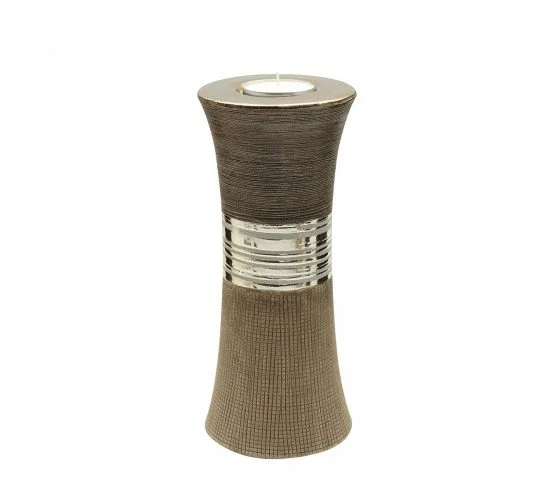 Ρεσώ Θήκη -Bradora- Striped Κεραμικό Beige Brown PU 4 9x9x20.5cm Ρεσώ Θήκη -Bradora- Striped Κεραμικό Beige Brown PU 4 9x9x20.5cm