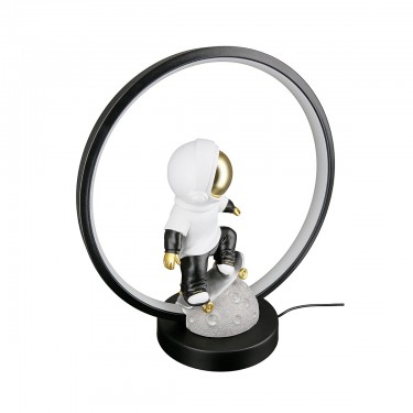 Τραπέζι Λάμπα (Led) Astronaut -Apollo- Πολυρεζίνη Μαύρο Γκρι PU 30.5x14.5x33cm