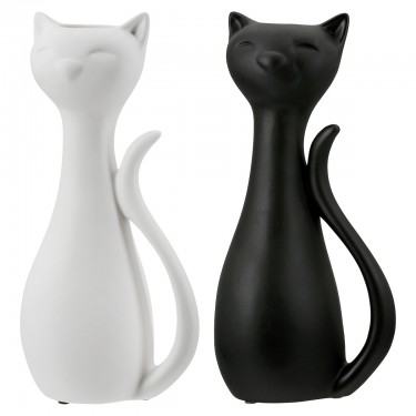Βάζο -Cat- Κεραμικό Μαύρο Λευκό PU 2 Pcs. Assorted 15.5x12X34cm