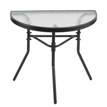 Τραπέζι Κήπου Ημικυκλικό ArteLibre CELESTIAL Μαύρο Μέταλλο/Γυαλί 70x40x65cm