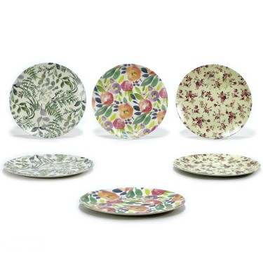Πιάτο FLOWERS Πολύχρωμο Πορσελάνη Φ25CM Σε 3 Σχέδια
